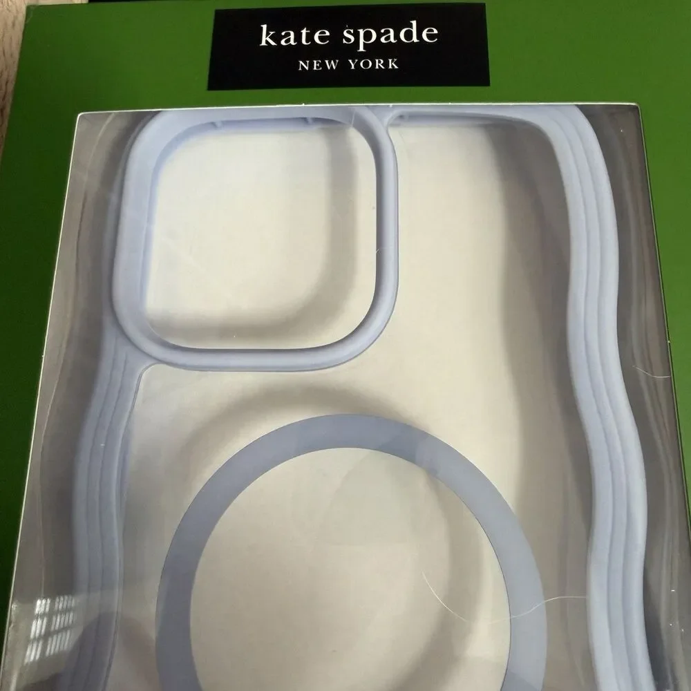 KATE SPADE Case Magsafe For iPHONE 16 Pro Max Wavy Light Blue Clear New